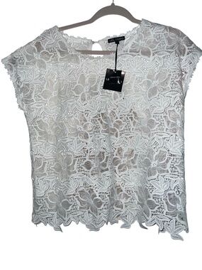 LEO & UGO White Floral Lace Top